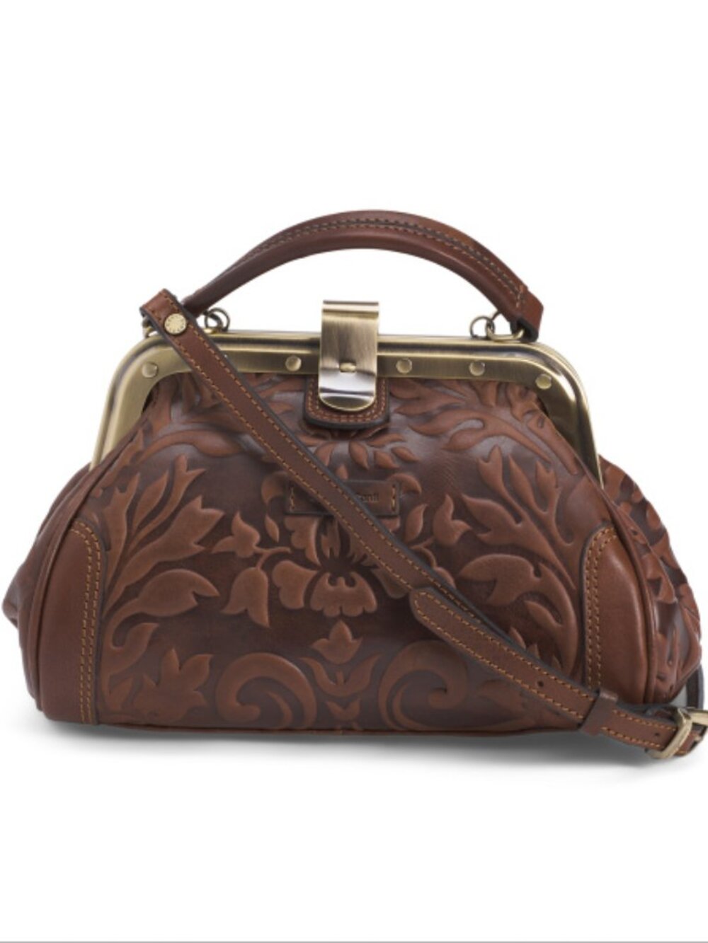 GIANNI CONTI Brown Medium Genuine Leather Gladstone Doctor Handbag--NWT